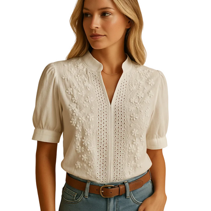 Women’s Classic White Button Blouse with Tailored Fit