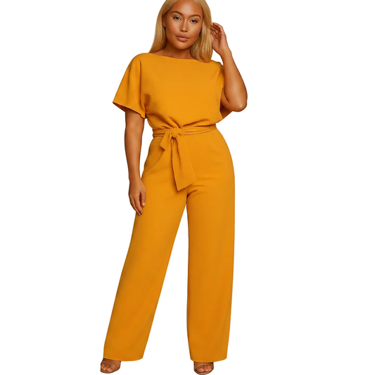 High Waist Lace Detail Jumpsuit for Women with Straight Leg Fit